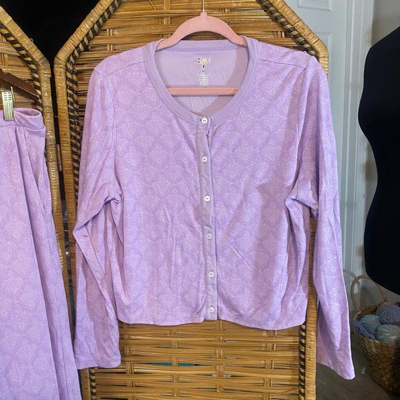 Roller Rabbit Lavender jemina nessa Pajama Set XL Pima Cotton Modal Soft Sleep - Picture 5 of 9